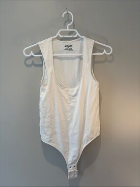 Garage White Sleeveless Scoop-Neck Bodysuit